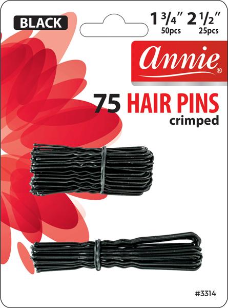 Annie #3314 Hair Pins Combo 1-¾" & 2 ½ " 75Ct Black