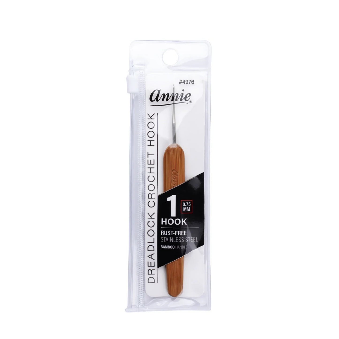 Annie #4976 Dreadlocks Crochet Needle 1 Hook 0.75mm, 1 Count Hair Locking Tool, Wood