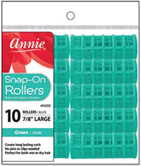 Annie #1003 Snap-On Rollers Size Large 10Ct Green - 7/8"