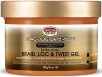 African Pride Black Castor Miracle Braid, Loc Twist Gel 8 OZ