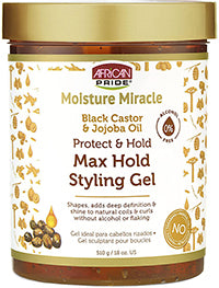 AP24030 A/P MOISTURE MIRACLE MAX HOLD STYLING GEL BLACK CASTOR 18 OZ