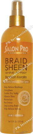Salon Pro Braid Sheen Shine Spray Brazilian Keratin 12 OZ