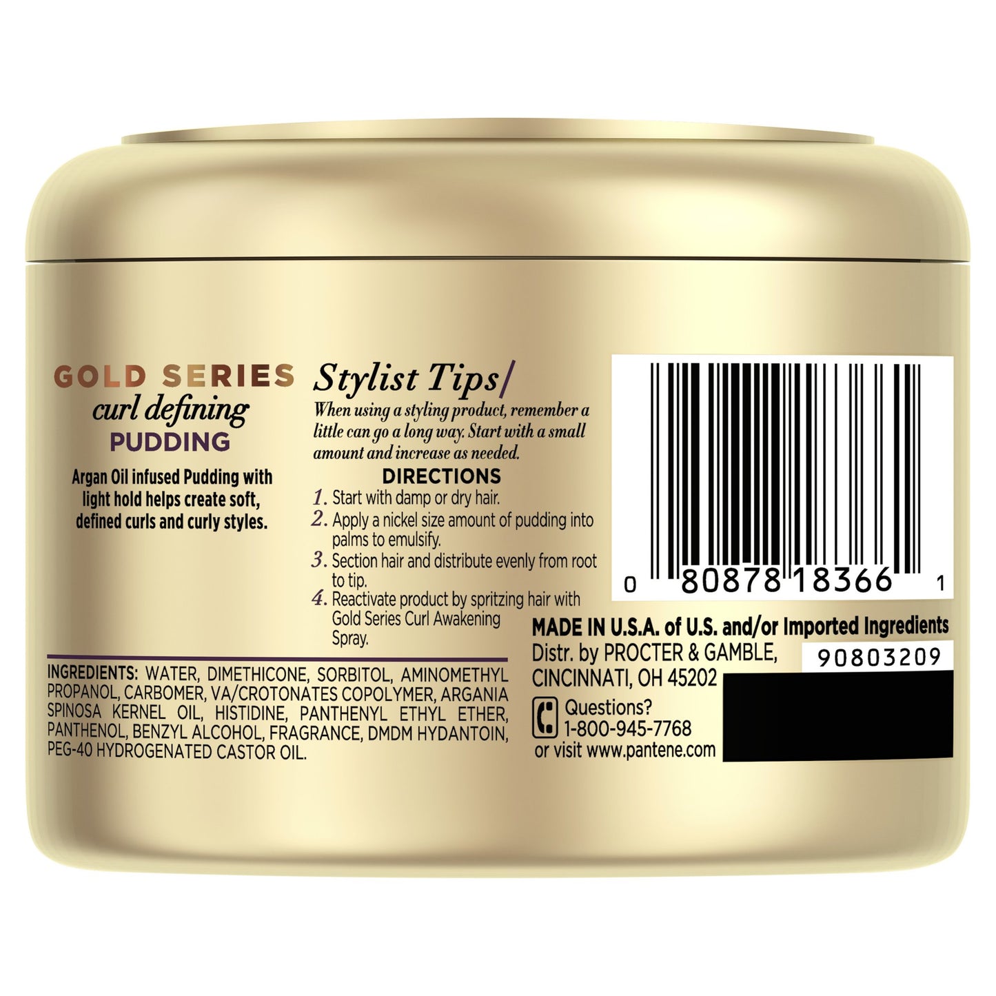 Pantene Gold Series Curl Defining Pudding Cream, 7.6 fl oz