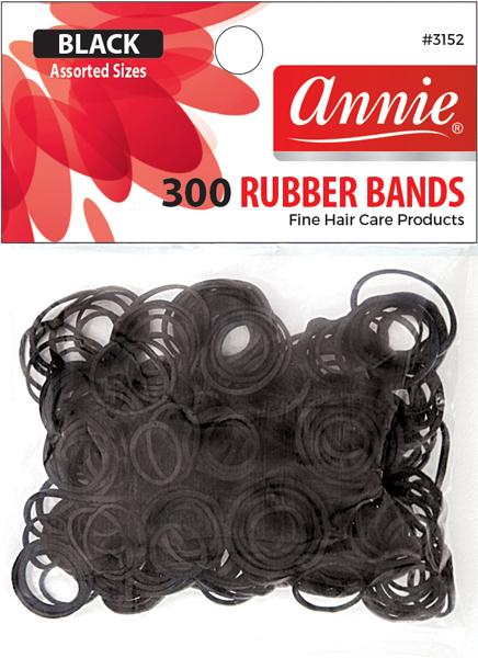 Annie #03152 Rubber Bands 300Pcs 1" Black