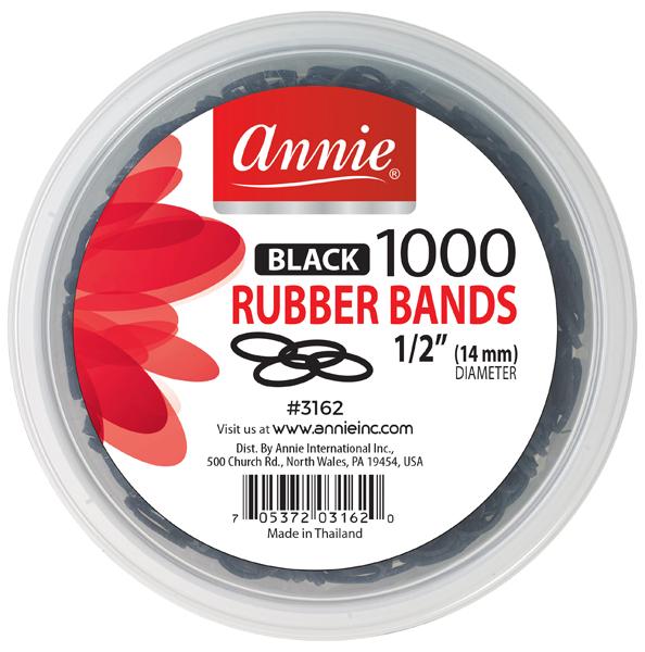 Annie #3162 Rubber Bands 1000Pcs 1/2" Black