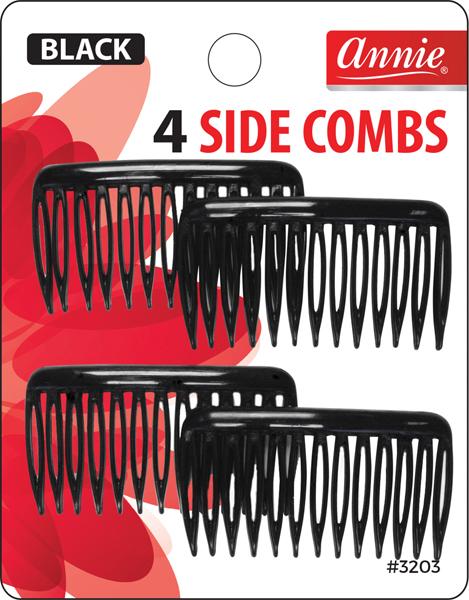 Annie #3203 4-Side Combs Small 4Pcs Black