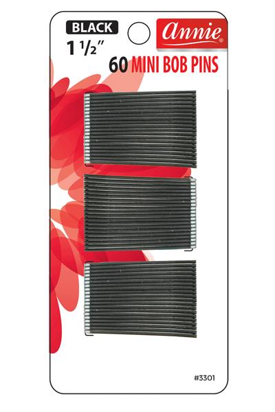 Annie #3301 Mini Bobbie Pins 1 1/2"  60 Pcs Black
