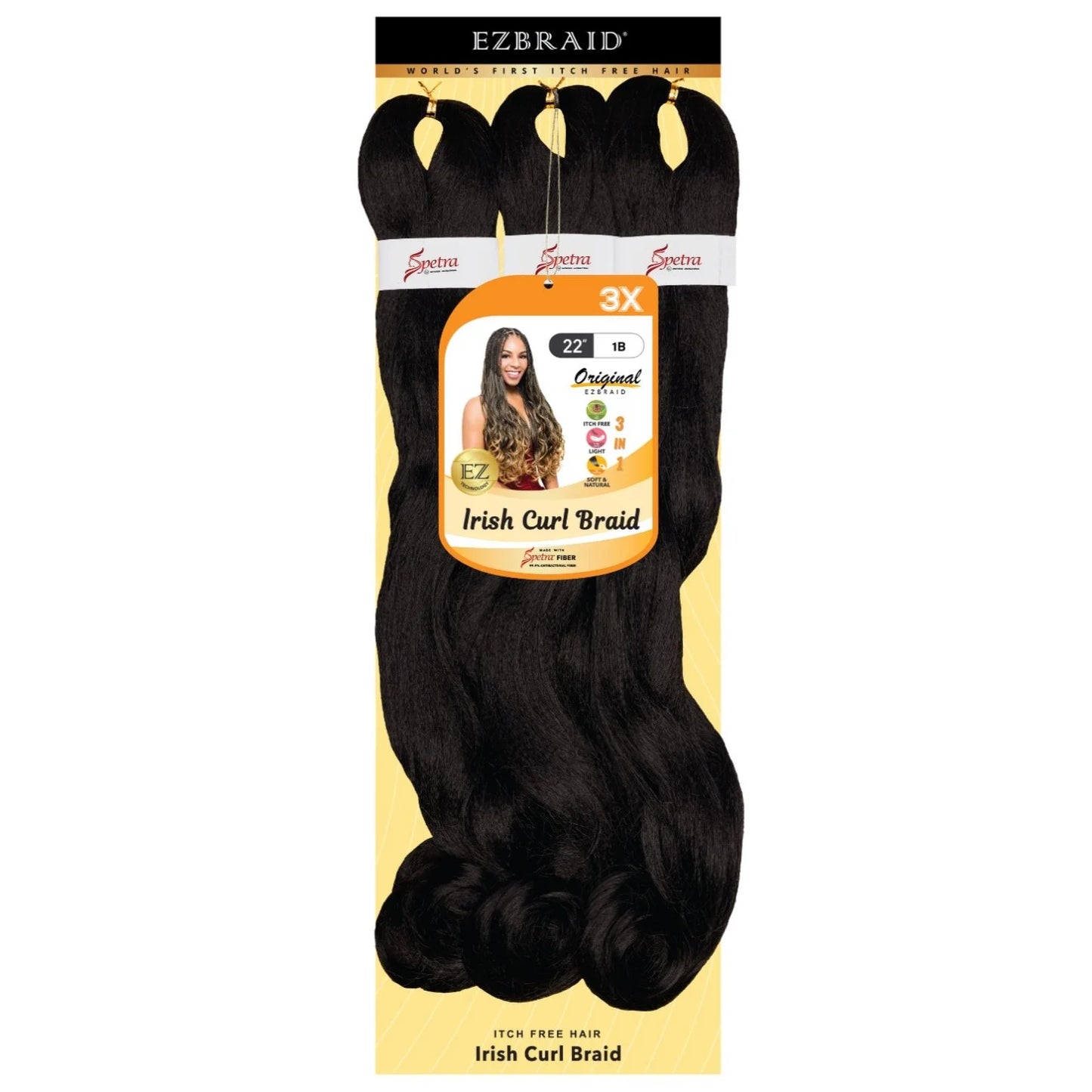 ICB-22-3X-1B Irish Curl Braid 22" Itch Free