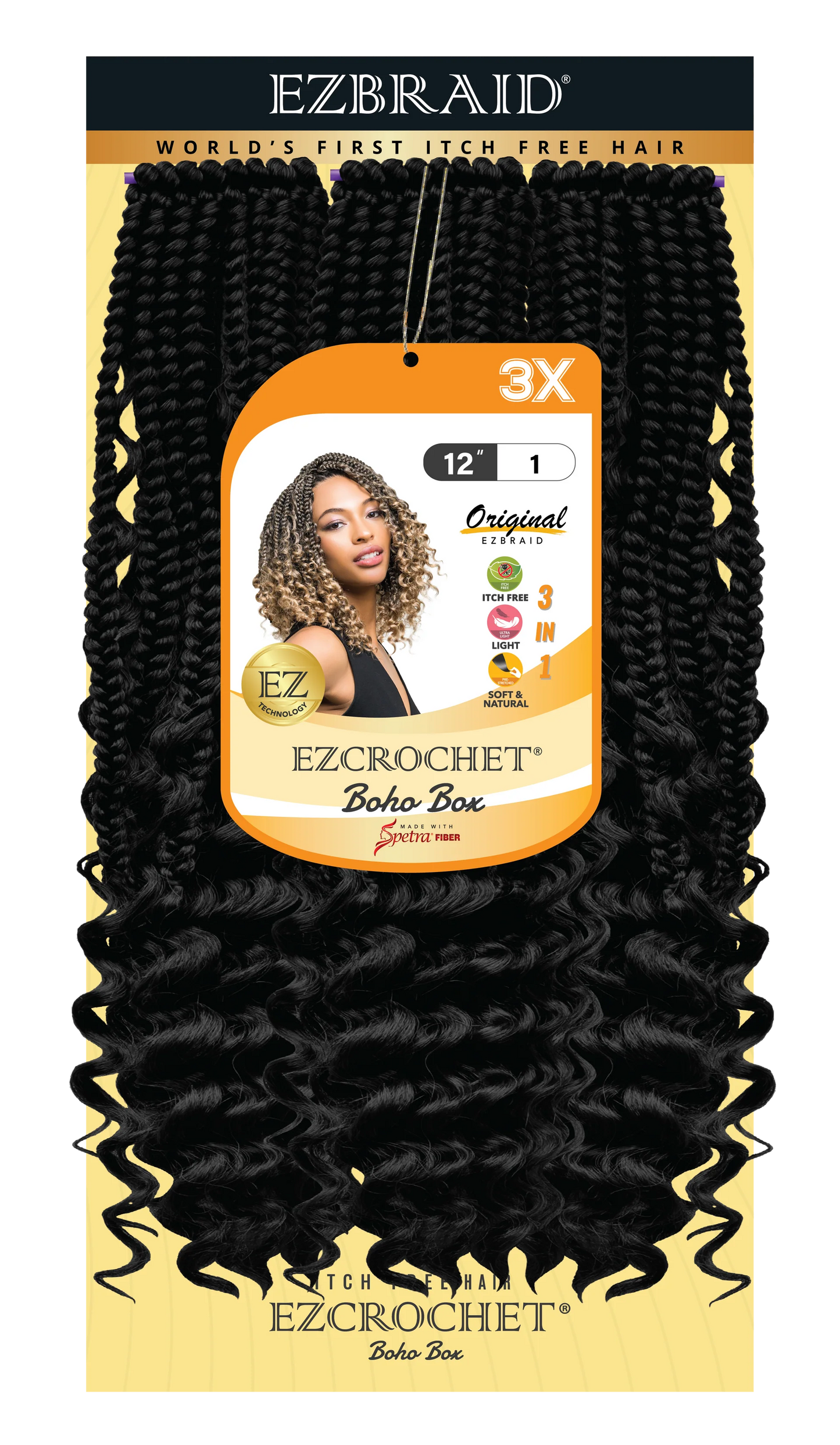 EC-BHB-12-3X-T1B/30 EZ BRAID BOHO BOX CROCHET & ITCH FREE 12” BOHO BOX 12X3-T1B/30 EZ BRAID BOHO BOX 12”