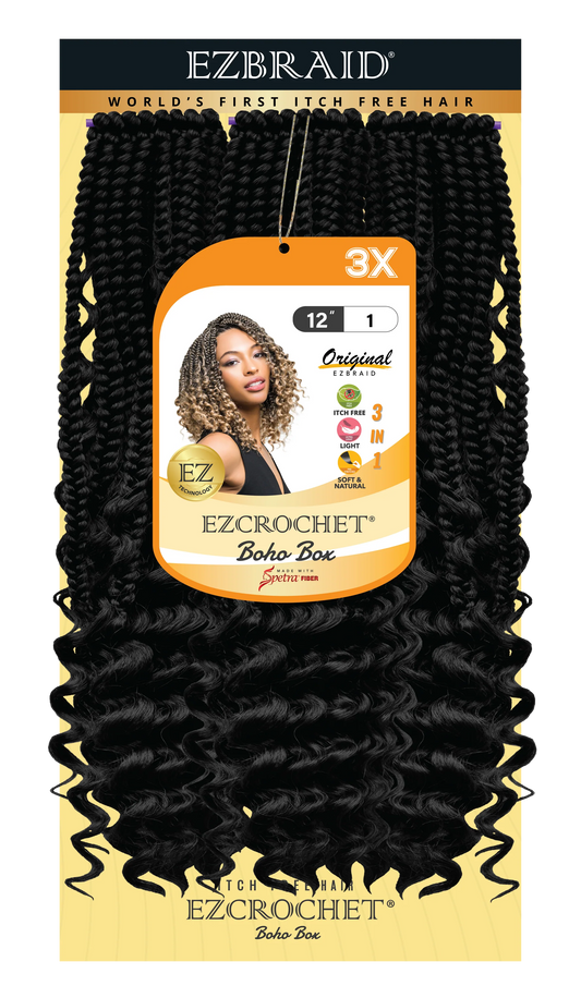 EC-BHB-12-3X-T1B/30 EZ BRAID BOHO BOX CROCHET & ITCH FREE 12” BOHO BOX 12X3-T1B/30 EZ BRAID BOHO BOX 12”