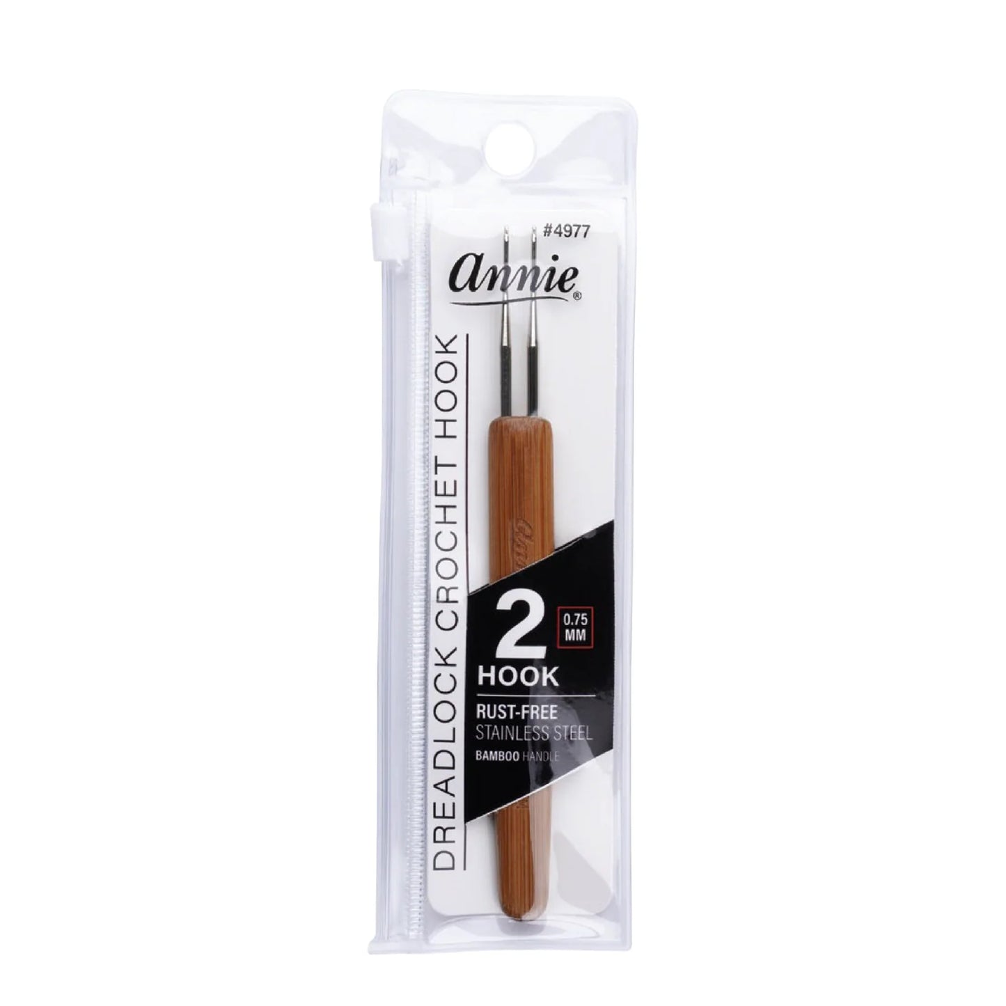 Annie #4977 Dreadlocks Crochet Needle 2 In 1 0.75mm, 1 Count Hair Locking Tool, Wood
