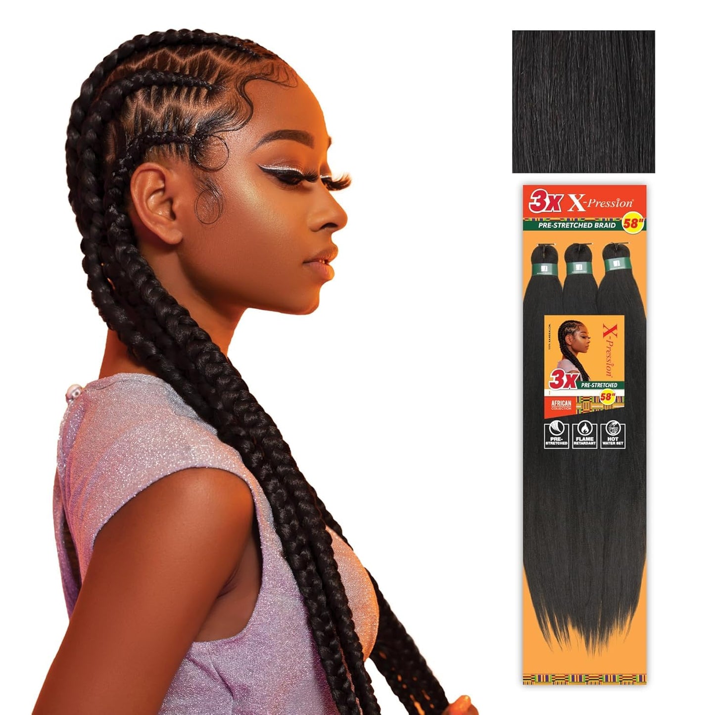 SB2XB-72-4 SENSATIONNEL SYNTHETIC X-PRESSION 2X VOLUME PRE-STRECHED BRAID 72"