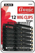 Annie #3226 Wig Clips Large 12Ct. Black