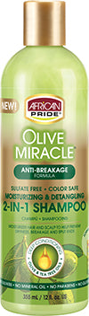 African Pride Olive Miracle 2 In 1 Shampoo/Condtitioner 12 OZ