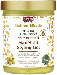 AP585935 A/P MOISTURE MIRACLE MAX HOLD STYLING GEL OLIVE TEA TREE 18 OZ