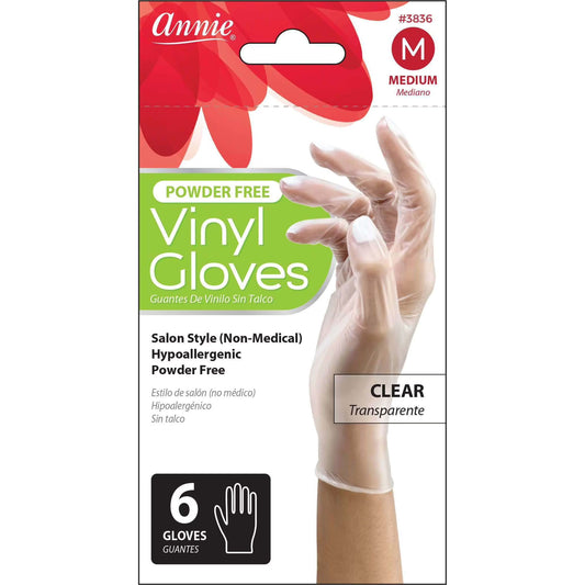 040-3836 Annie Vinyl Gloves Clear Size M