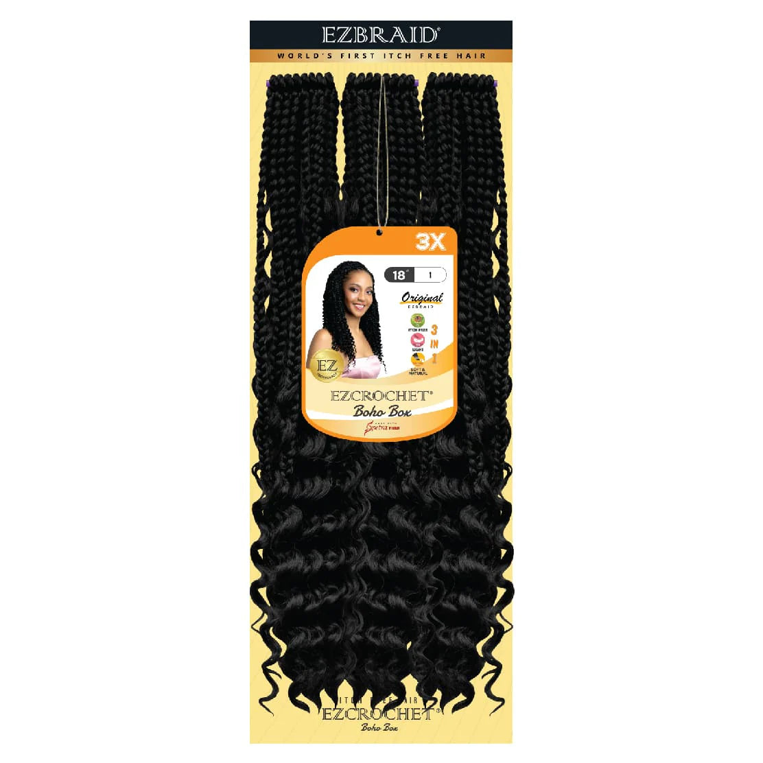 EC-BHB-18-3X-T1B/27 EZ BRAID BOHO BOX CROCHET & ITCH FREE 18”