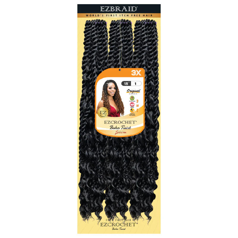 EC-BHT-18-3X-30 EZ BRAID BOHO TWIST CROCHET ITCH FREE 18”