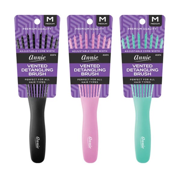 Annie #2474 Vented Detangling Brush M 8 Row Asstored