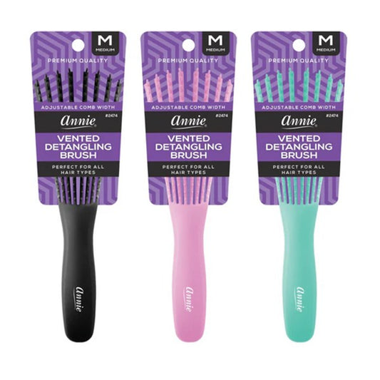 Annie #2474 Vented Detangling Brush M 8 Row Asstored