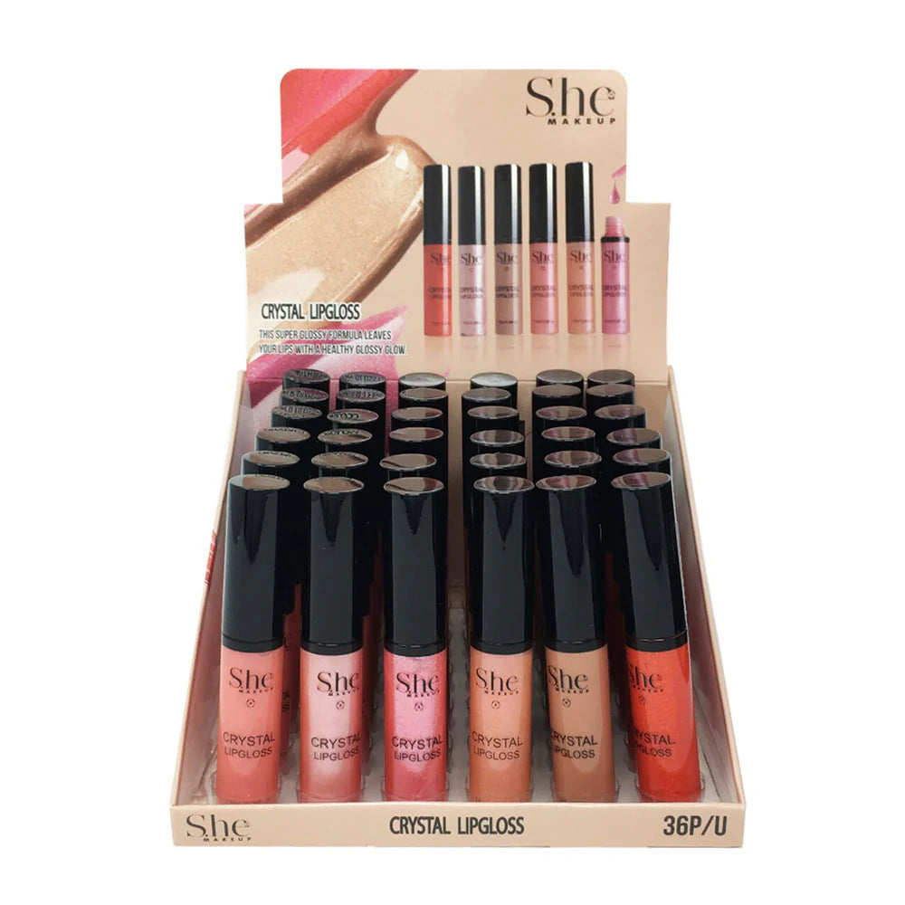 998-1800-6 LG11 SHE MAKEUP CRYSTAL LIPGLOSS ASS