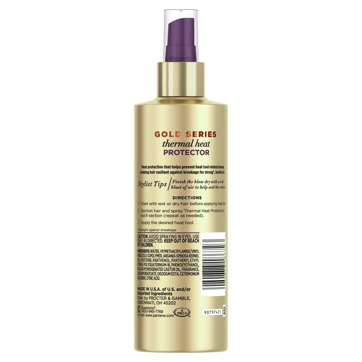 Pantene Gold Series Thermal Heat Protector, for Curly Hair Types, 6.4 fl oz